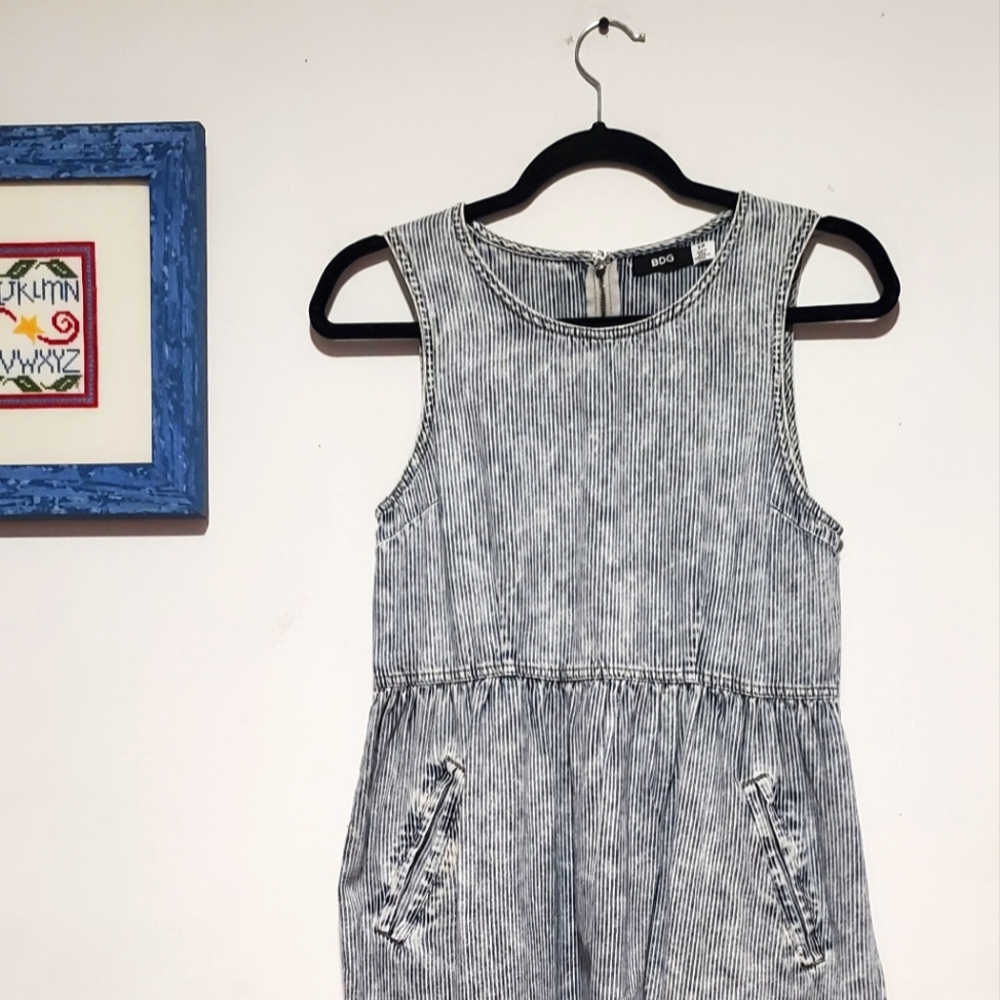 White and Blue Striped Cotton Dress